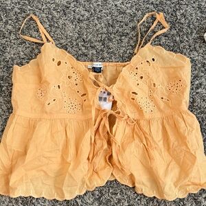 American Eagle Outfitters Yellow Eyelet Camisole